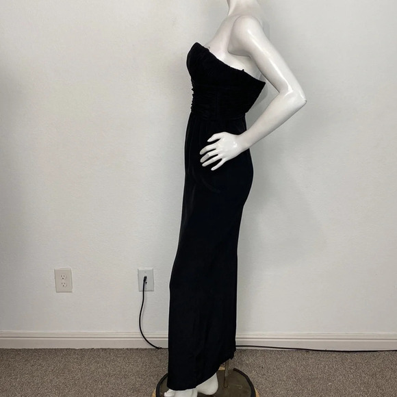 Laura Marolakos Vintage Black 100% Silk Strapless Eveningwear Maxi Dress 4 - Picture 4 of 7